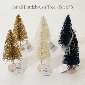 Loon Peak Festive Bottlebrush Tree Trio - Gold, Cream, Black